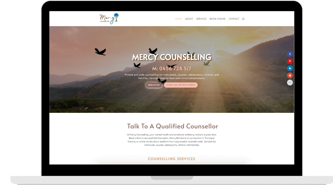 Custom Web Design For Mercy Counselling by ACT Websites