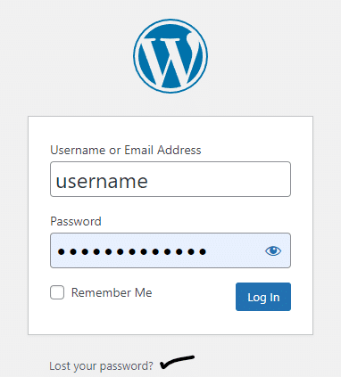 WordPress Standard Login form